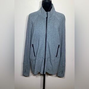 CAbi Gray Pivot Hi Low Double Zip Jacket Size Large